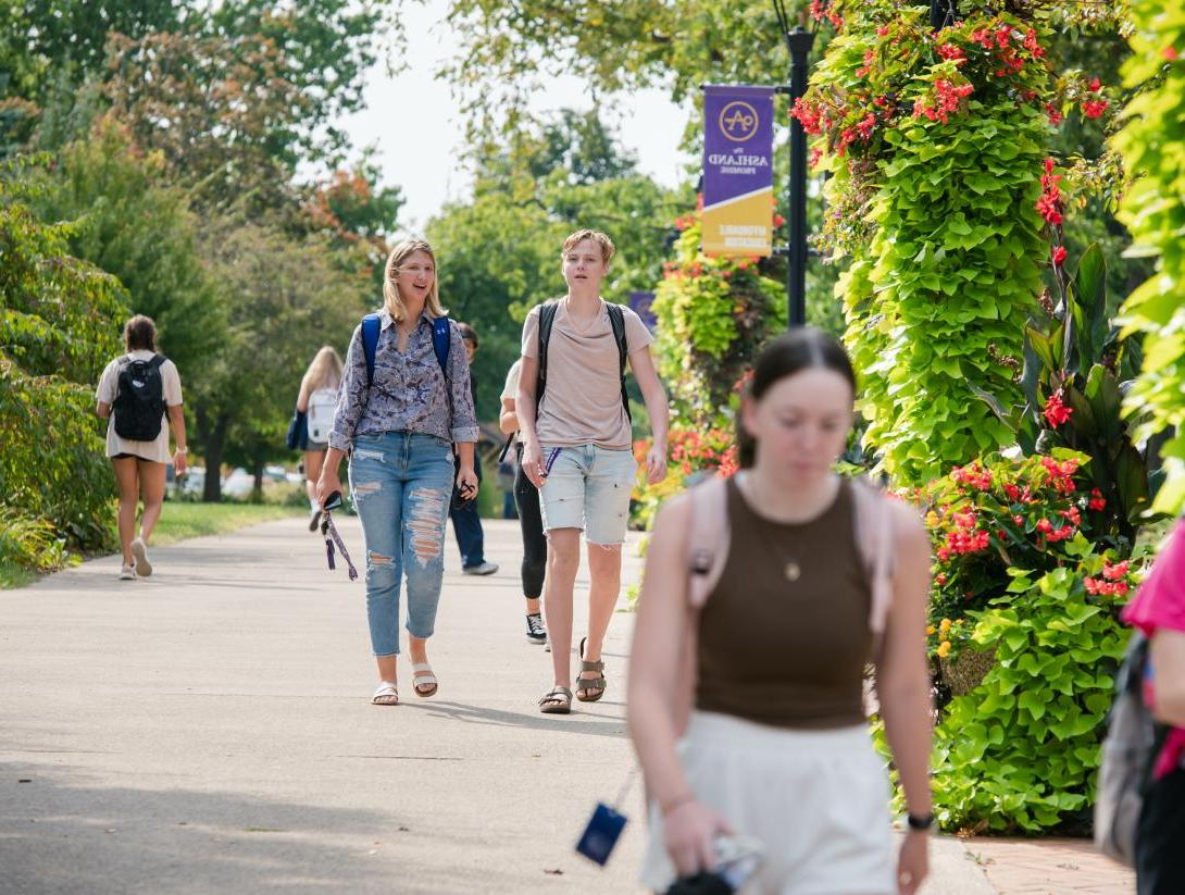 Students walking on Avenue of Eagles
